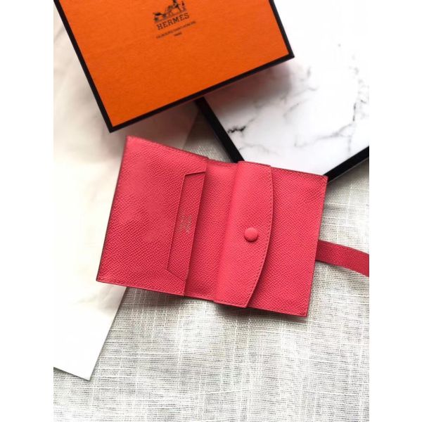 HERM Bearn Mini Wallet In Rose Lipstick Epsom Leather