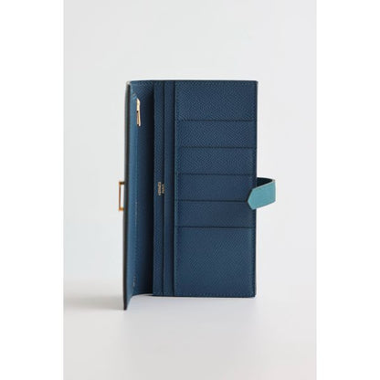HERM Bearn Verso Long Wallet in Vert Bosphore Epsom Calfskin