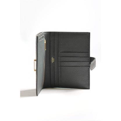 HERM Bearn Compact Wallet in Graphite Matte Alligator Leather