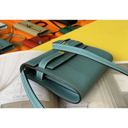 HERM Kelly Classique To Go Wallet In Blue Jean Epsom Calfskin
