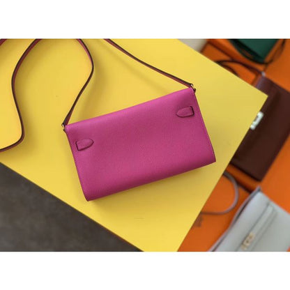 HERM Kelly Classique To Go Wallet In Magnolia Epsom Calfskin