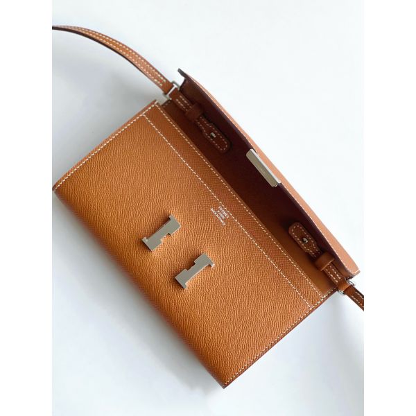 HERM Constance To Go Wallet in Gold Epsom Calfskin