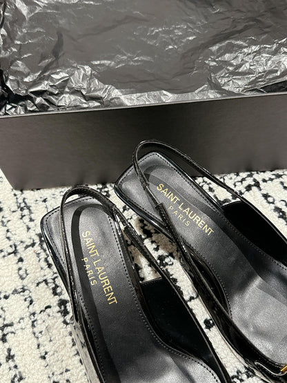 SL CARINE SLINGBACKS PUMP 45 BLACK CALFSKIN