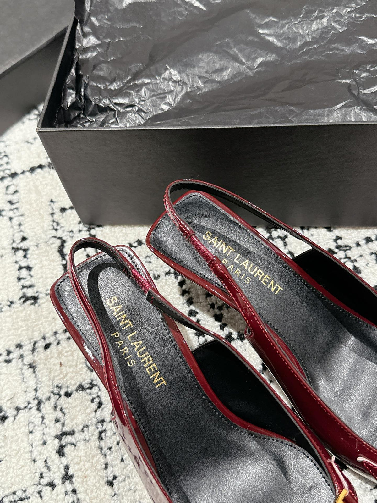 SL CARINE SLINGBACKS PUMP 45 BERRY CALFSKIN