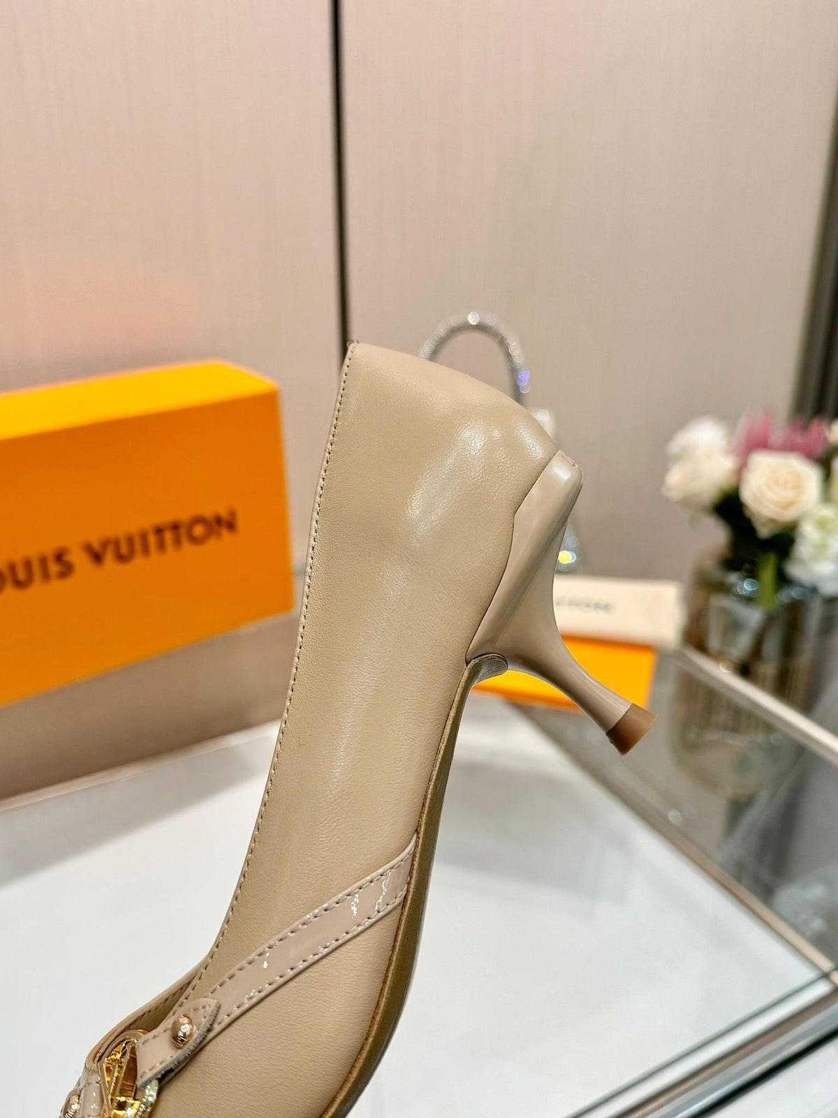 6AM HIGH HEELS 55 MM IN TAN BEIGE LAMBSKIN