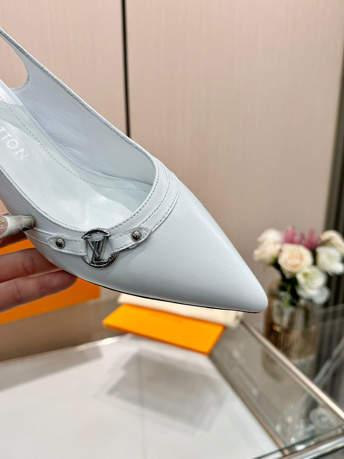 6AM SLINGBACK HIGH HEELS 55 MM IN WHITE LAMBSKIN