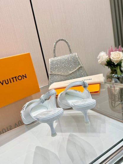 6AM SLINGBACK HIGH HEELS 55 MM IN WHITE LAMBSKIN