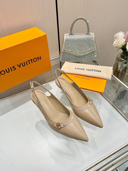 6AM SLINGBACK HIGH HEELS 55 MM IN TAN BEIGE LAMBSKIN