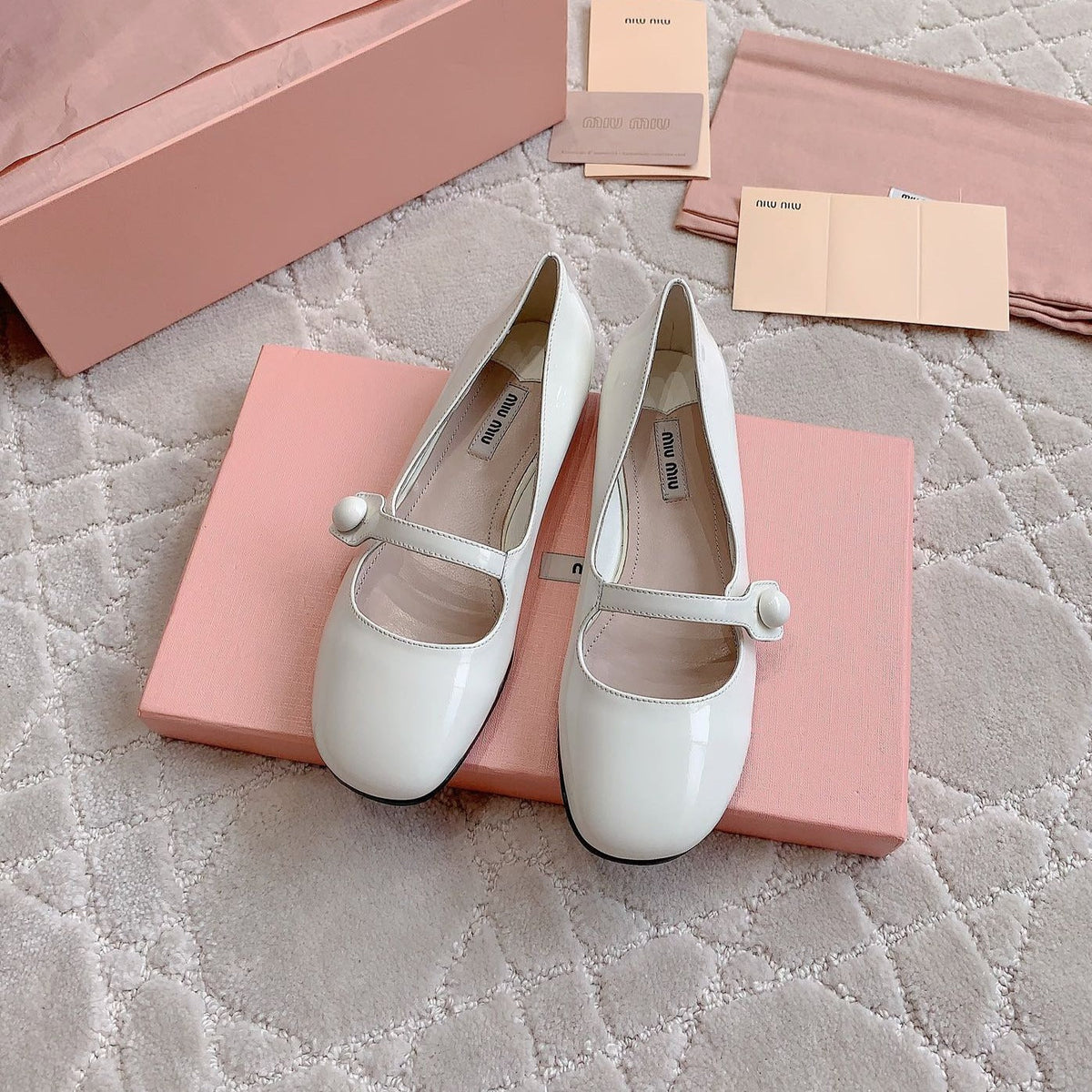 Floral White Ballet Shoes Sheepskin