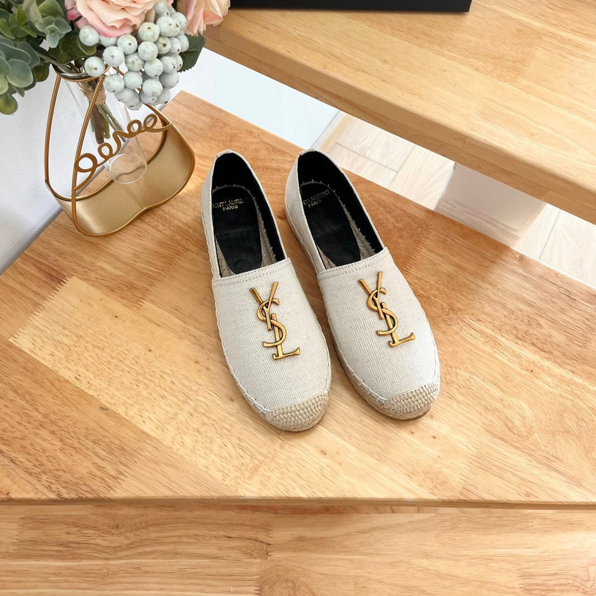 SL YVES LOGO SLIP ON CREAMY WHITE CANVAS