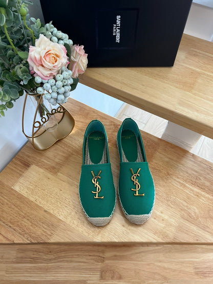 SL YVES LOGO SLIP ON DARK GREEN CANVAS