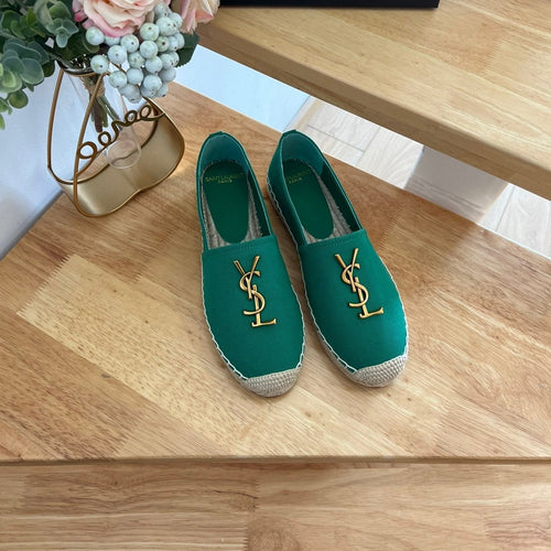 SL YVES LOGO SLIP ON DARK GREEN CANVAS