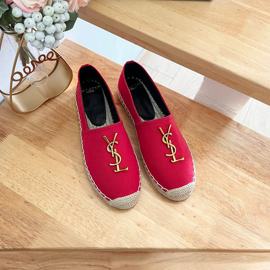 SL YVES LOGO SLIP ON RED CANVAS
