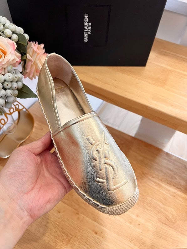 SL YVES EMBOSSED LOGO SLIP ON GOLD CALFSKIN