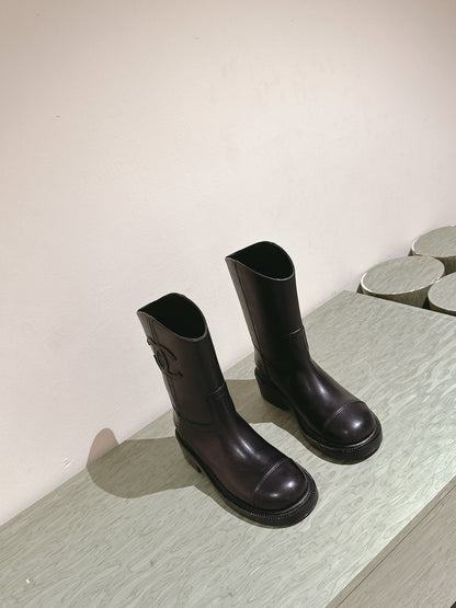 CC SHORT BOOTS BROWN CALFSKIN