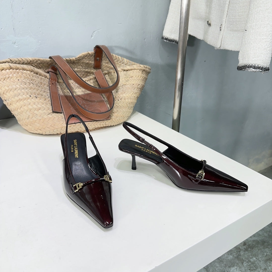 SL CARINE SLINGBACKS PUMP 60 WINE CALFSKIN