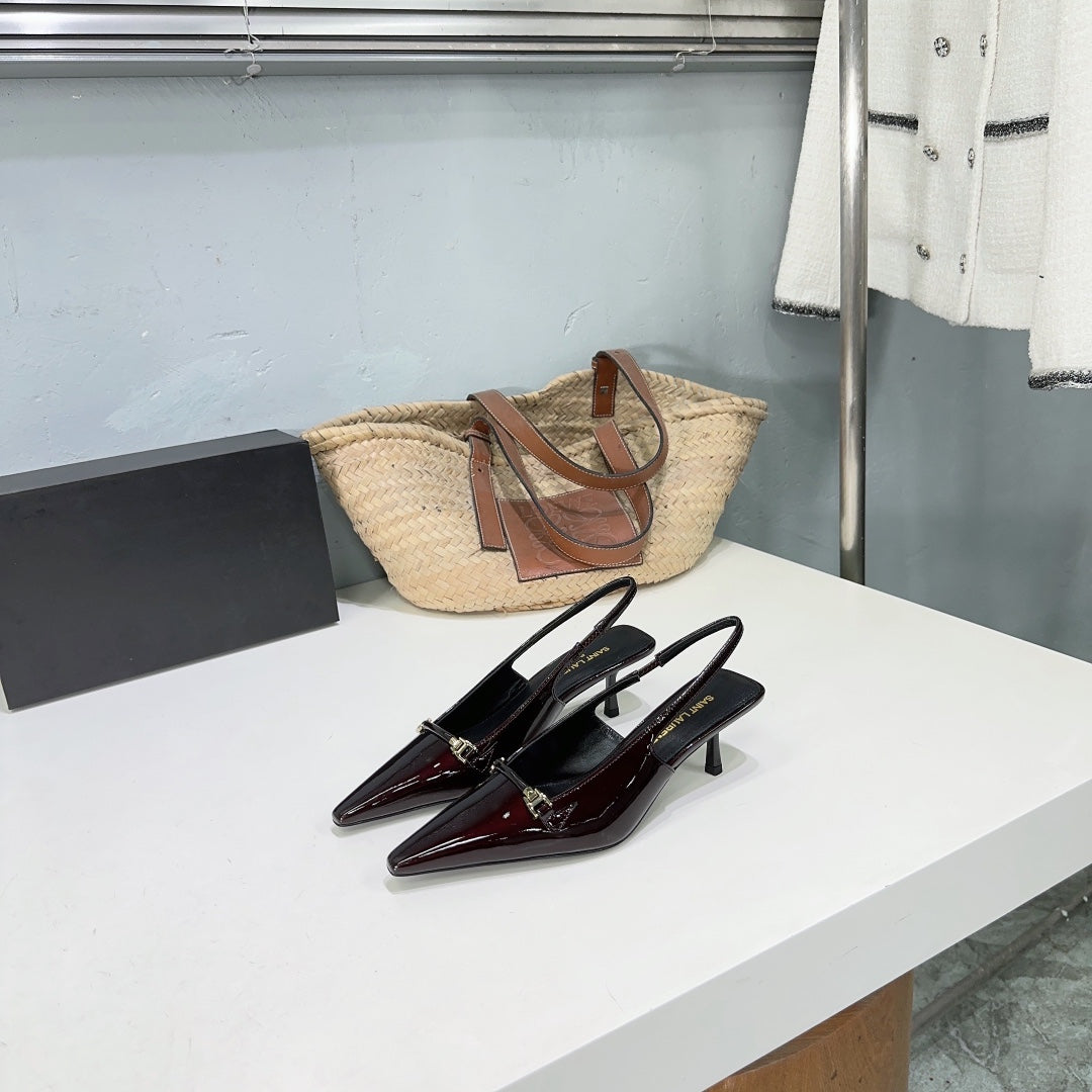 SL CARINE SLINGBACKS PUMP 60 WINE CALFSKIN