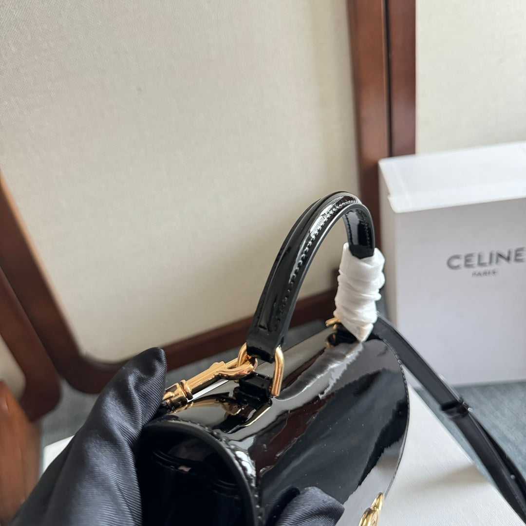 TEEN NINO BAG 20 IN BLACK GLOSSY CALFSKIN GOLD HARDWARE
