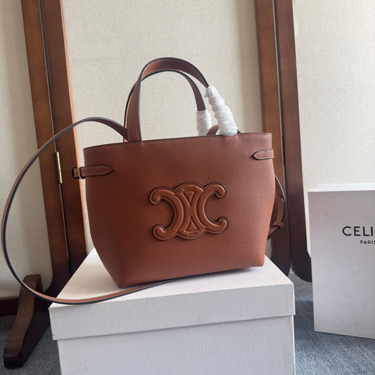 MINI CABAS ANAÏS CUIR TRIOMPHE 20 IN BRONZE ORANGE GRAINED CALFSKIN