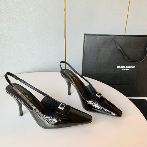 SL BLADE SLINGBACK BLACK POLISHED CALFSKIN