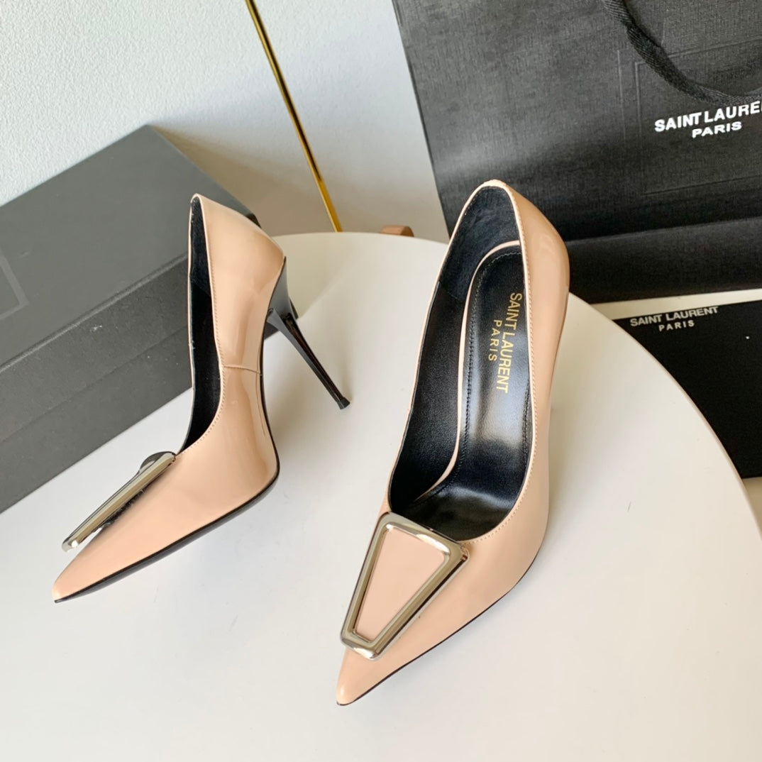 SL TRIANGLE BASIC HIGH HEELS BISQUE CALFSKIN