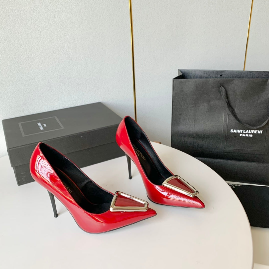 SL TRIANGLE BASIC HIGH HEELS RED CALFSKIN