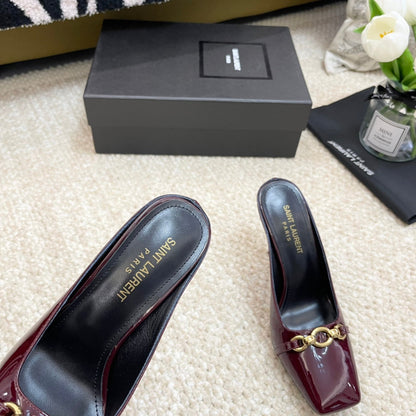 SL SQUARE TOE MULES WINE CALFSKIN