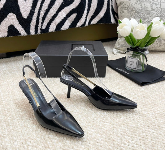 SL BLAKE SLINGBACK PUMPS BLACK CALFSKIN