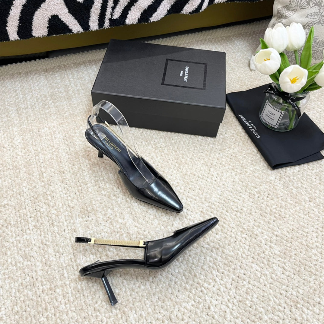SL BLAKE SLINGBACK PUMPS BLACK CALFSKIN