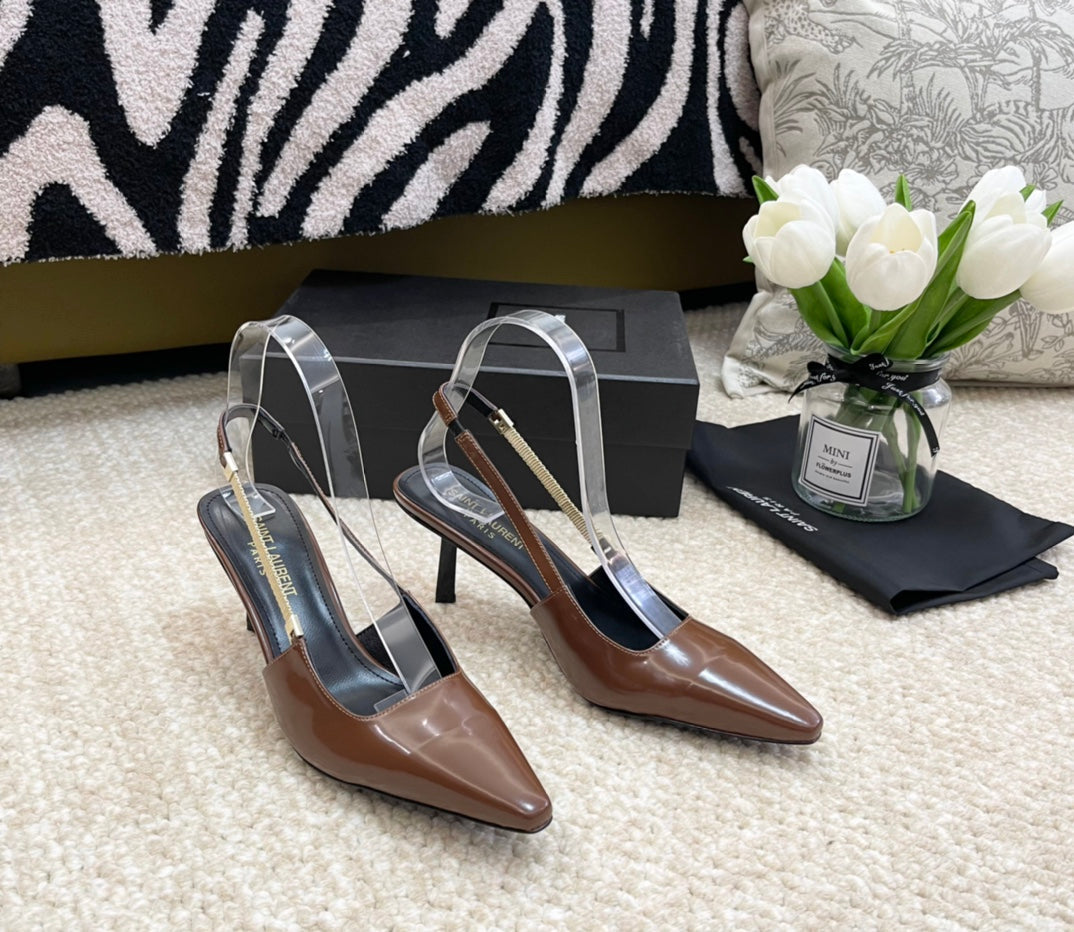 SL BLAKE SLINGBACK PUMPS CARAMEL CALFSKIN