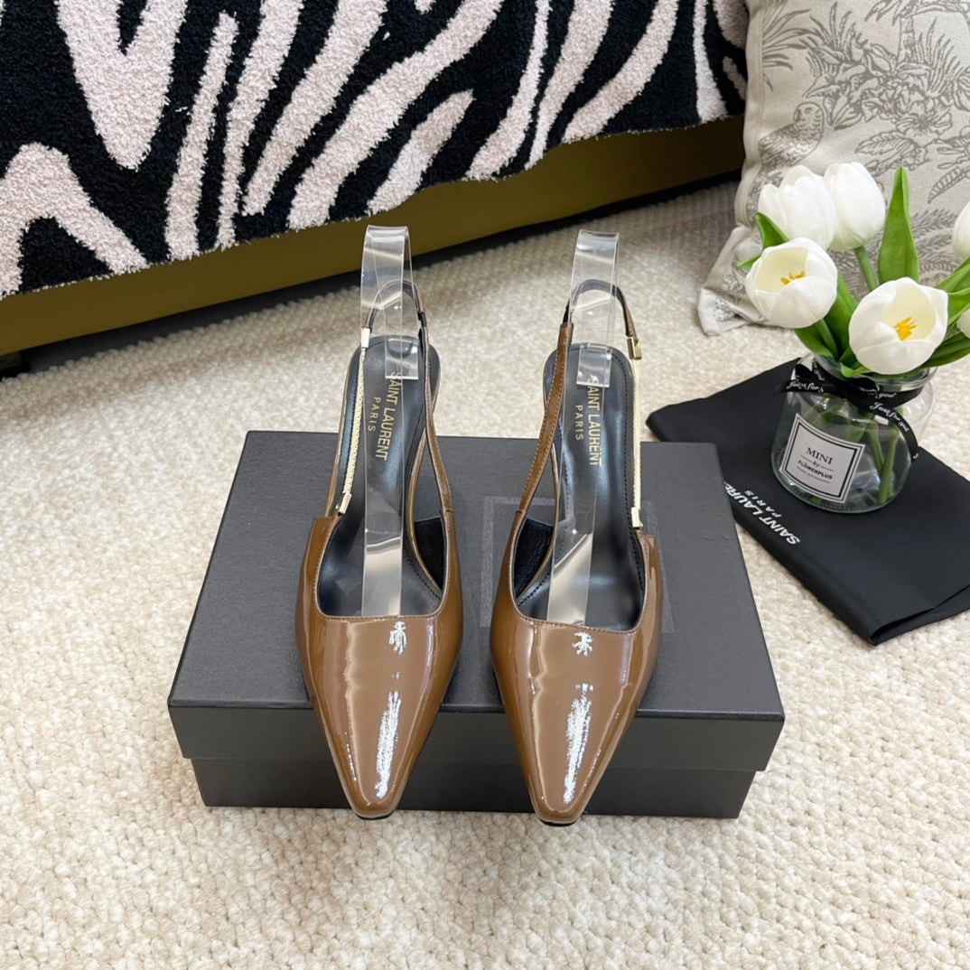 SL BLAKE SLINGBACK PUMPS CAMEL CALFSKIN