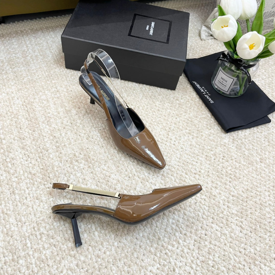 SL BLAKE SLINGBACK PUMPS CAMEL CALFSKIN