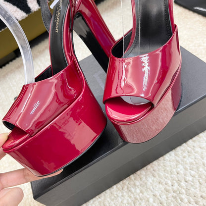 SL JODIE PLATFORM SANDALS RED POLISHED CALFSKIN