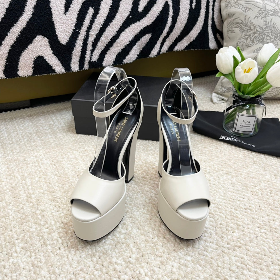 SL JODIE PLATFORM SANDALS WHITE CALFSKIN