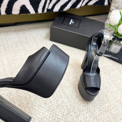 SL JODIE PLATFORM SANDALS BLACK CALFSKIN