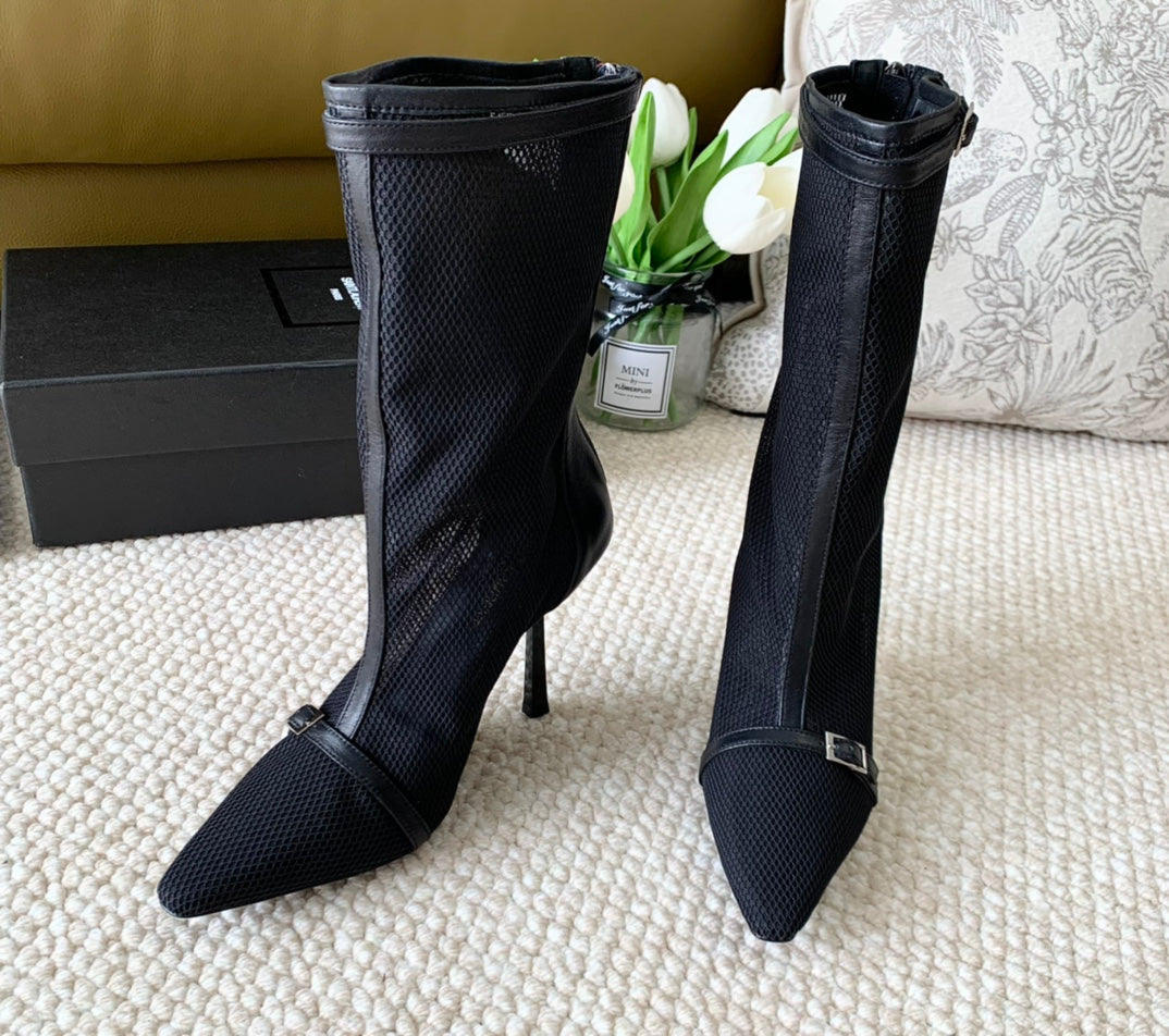 SL OXALIS BOOTIES IN BLACK MESH