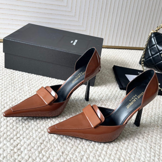 D'ORSAY PUMPS IN BRONZE BROWN SMOOTH CALFSKIN