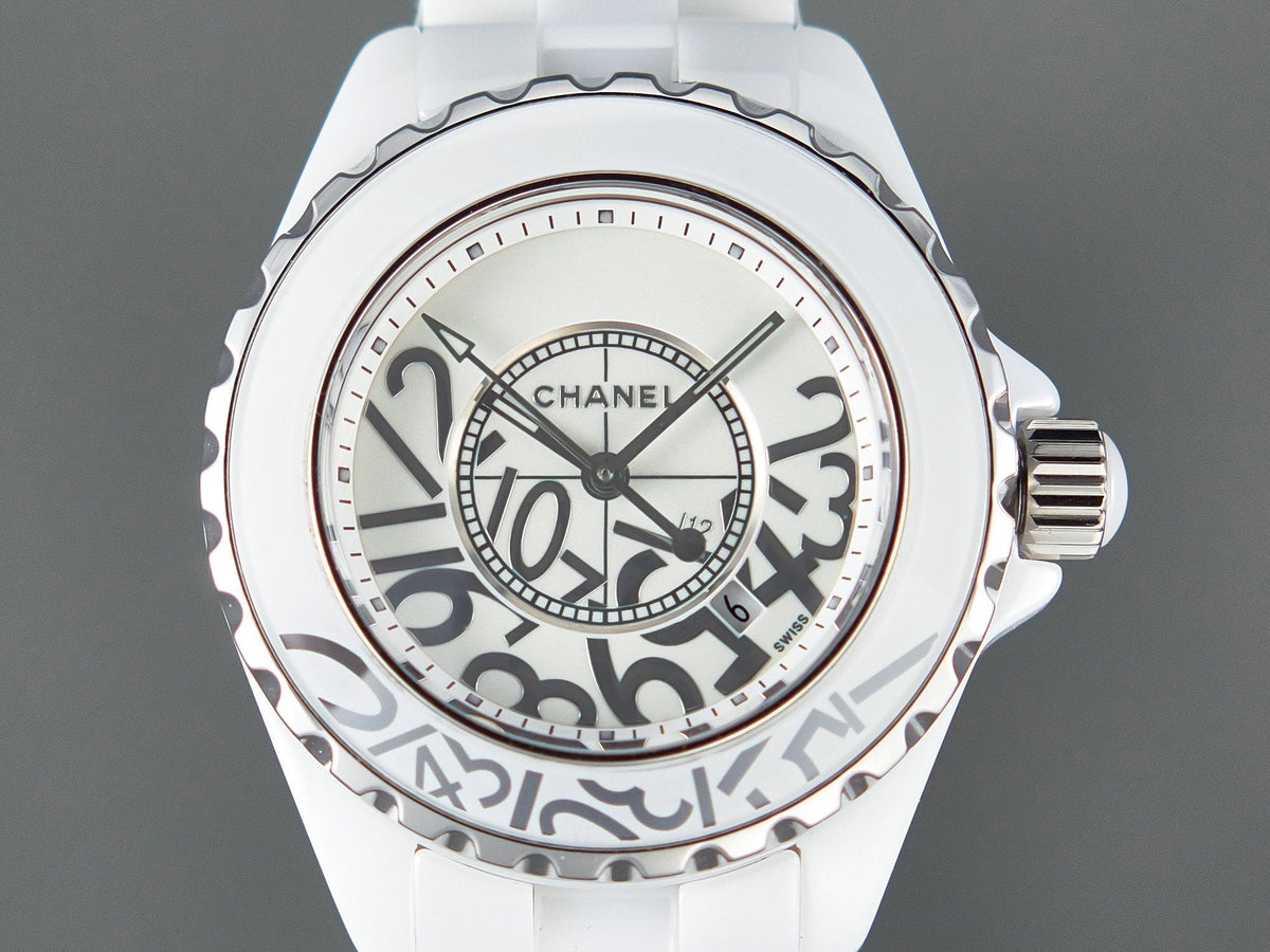 J12 Date Quartz White Ceramic Stainless Graffiti Limited
