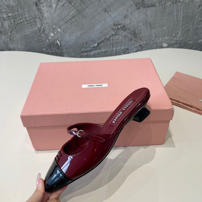 CAP TOE MULES RUBY COLOR SHEEPSKIN