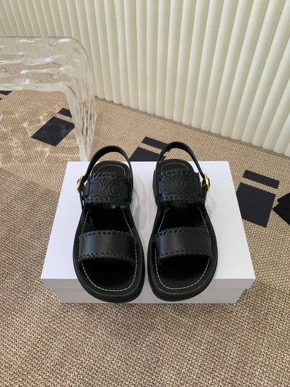 ROMAN SANDAL IN BLACK CALFSKIN
