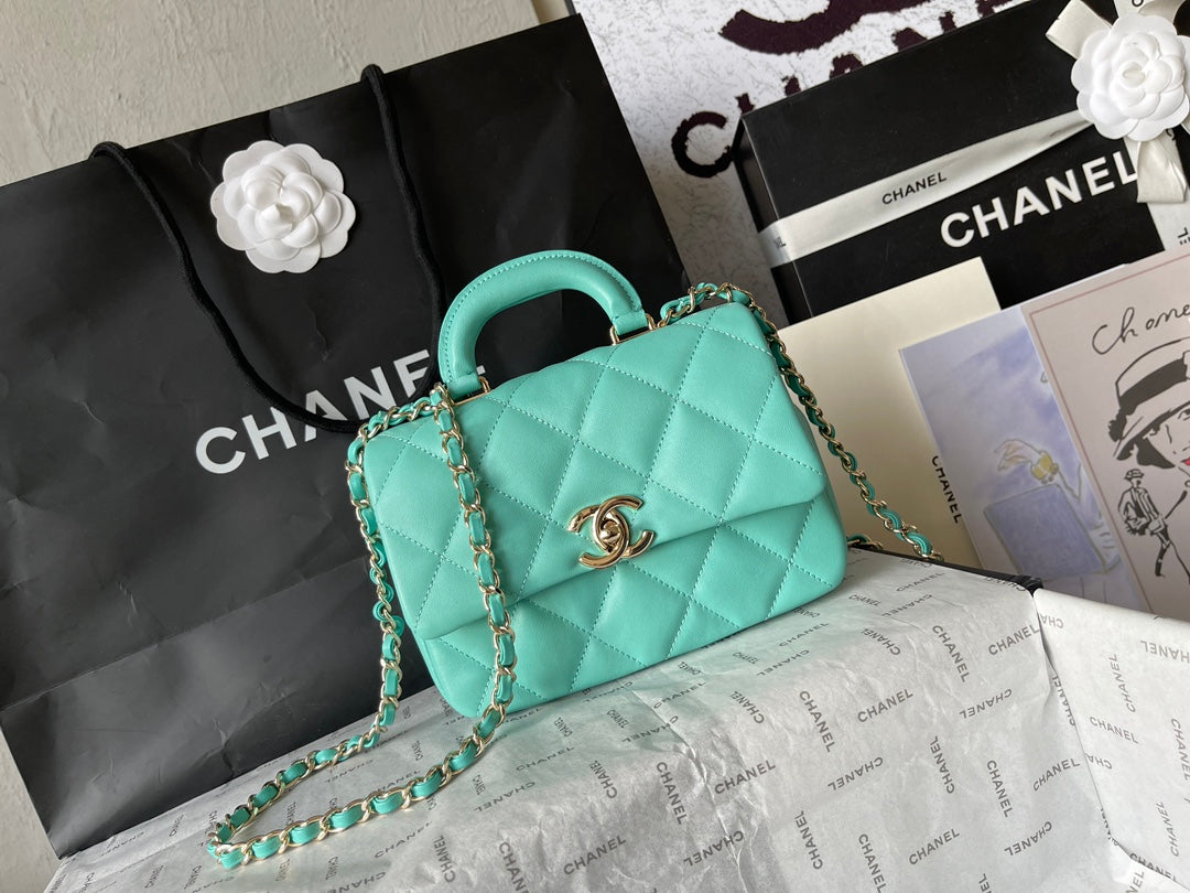 CC 20 BAG IN PERSIAN GREEN CALFSKIN GOLD HARDWARE