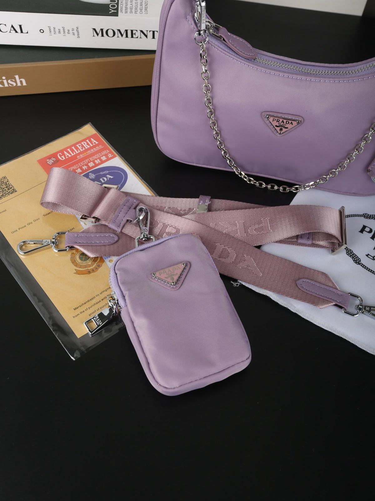 HOBO RE-EDITION BAG 25 IN VENUS PURPLE RE-NYLON SILVER HARDWARE