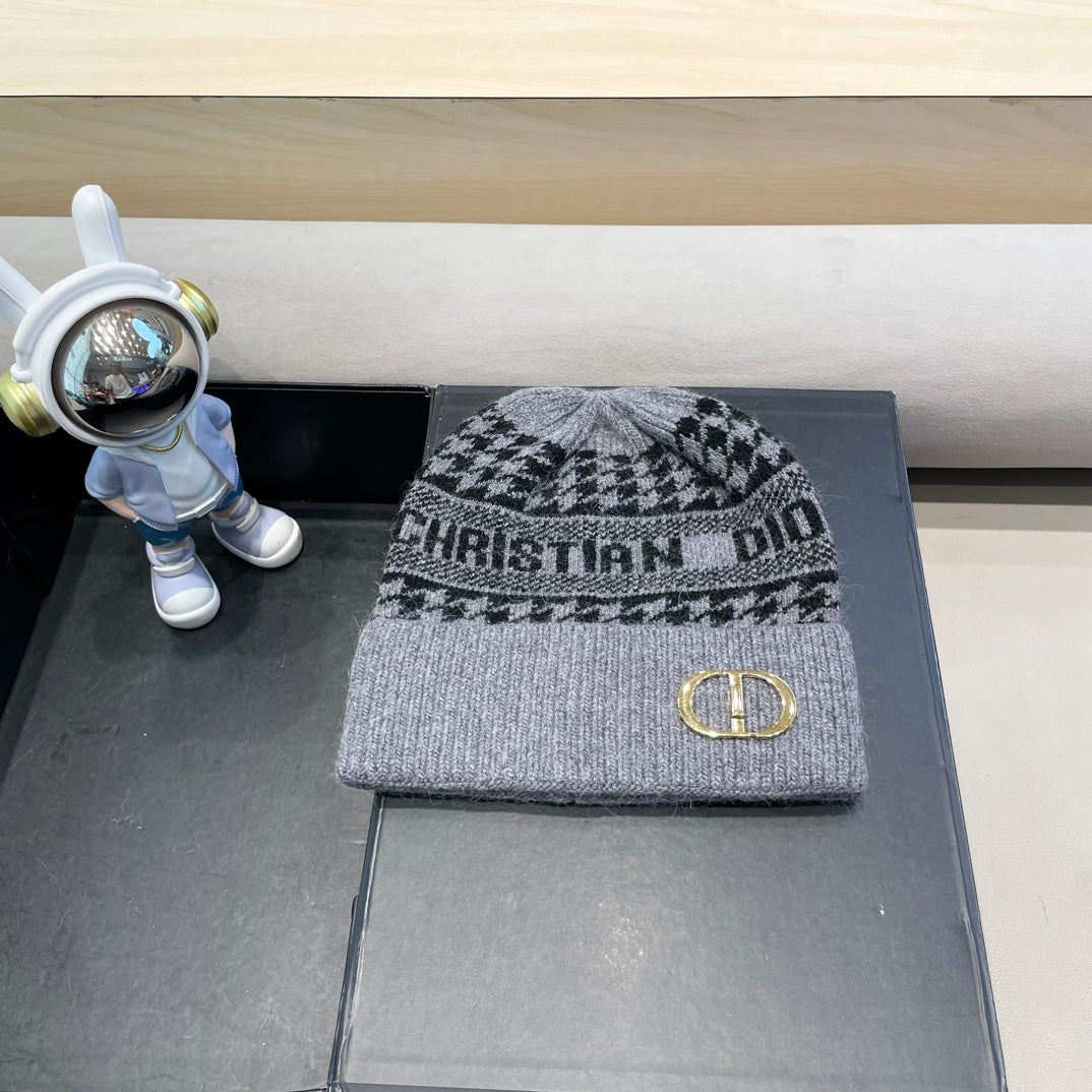 KNITTED BEANIE HAT IN GRAY CASHMERE WOOL 422482