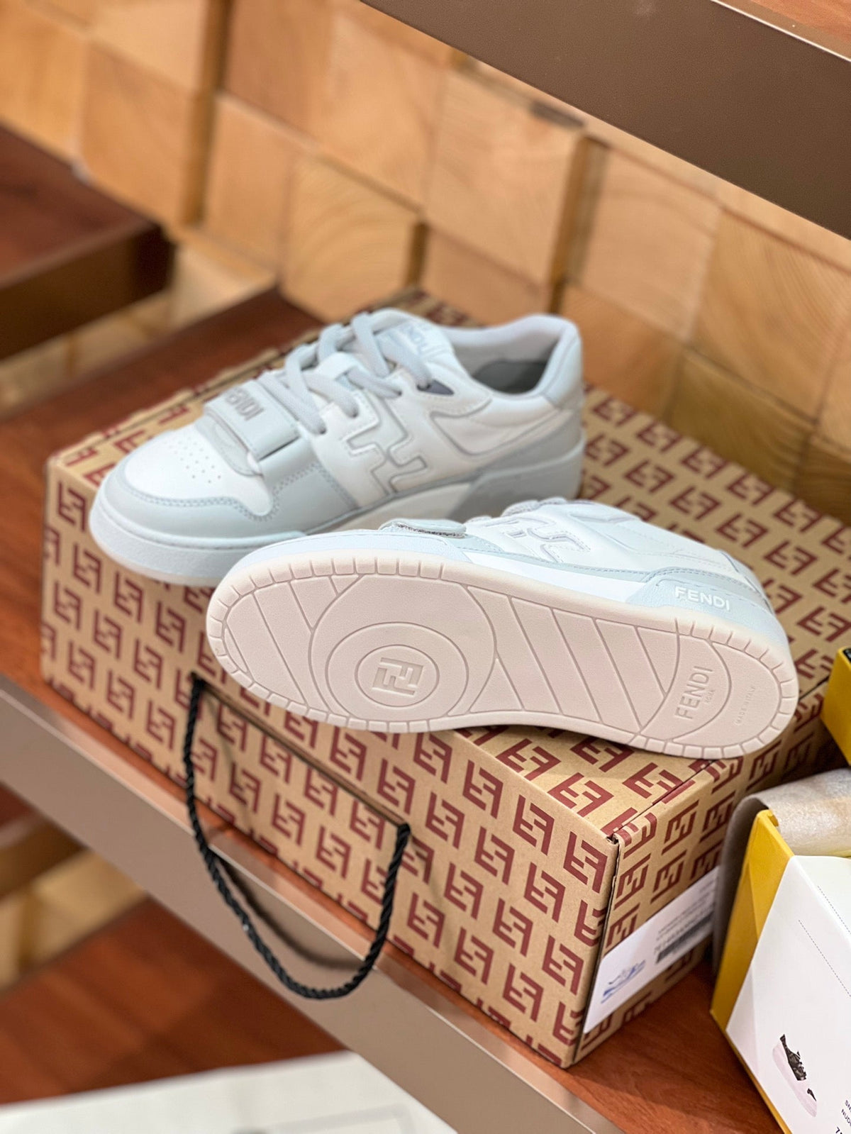 FENDI MATCH IN WHITE MIX LIGHT GREY CALFSKIN
