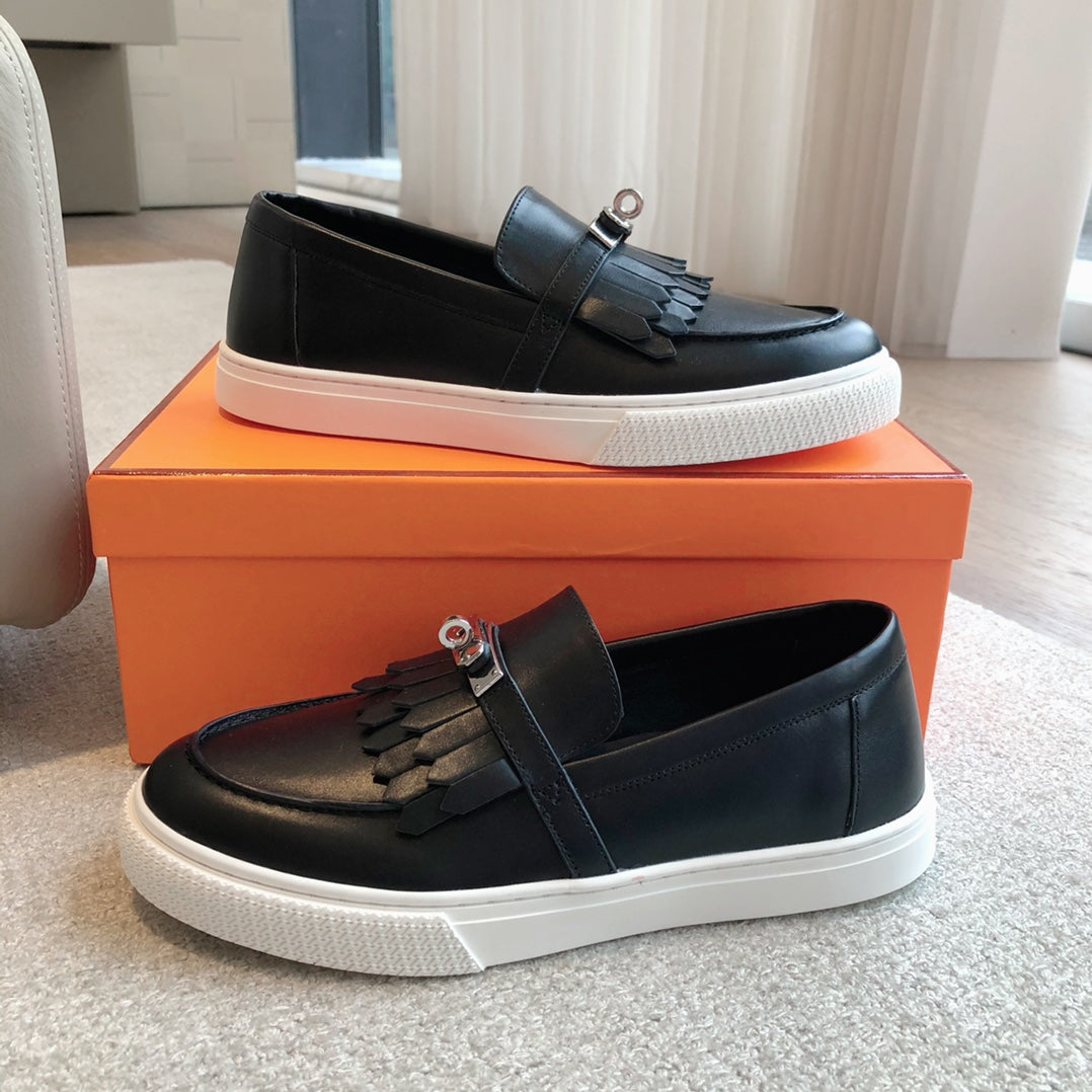 GAME SLIP-ON SNEAKER BLACK WITH TASSELS CALFSKIN