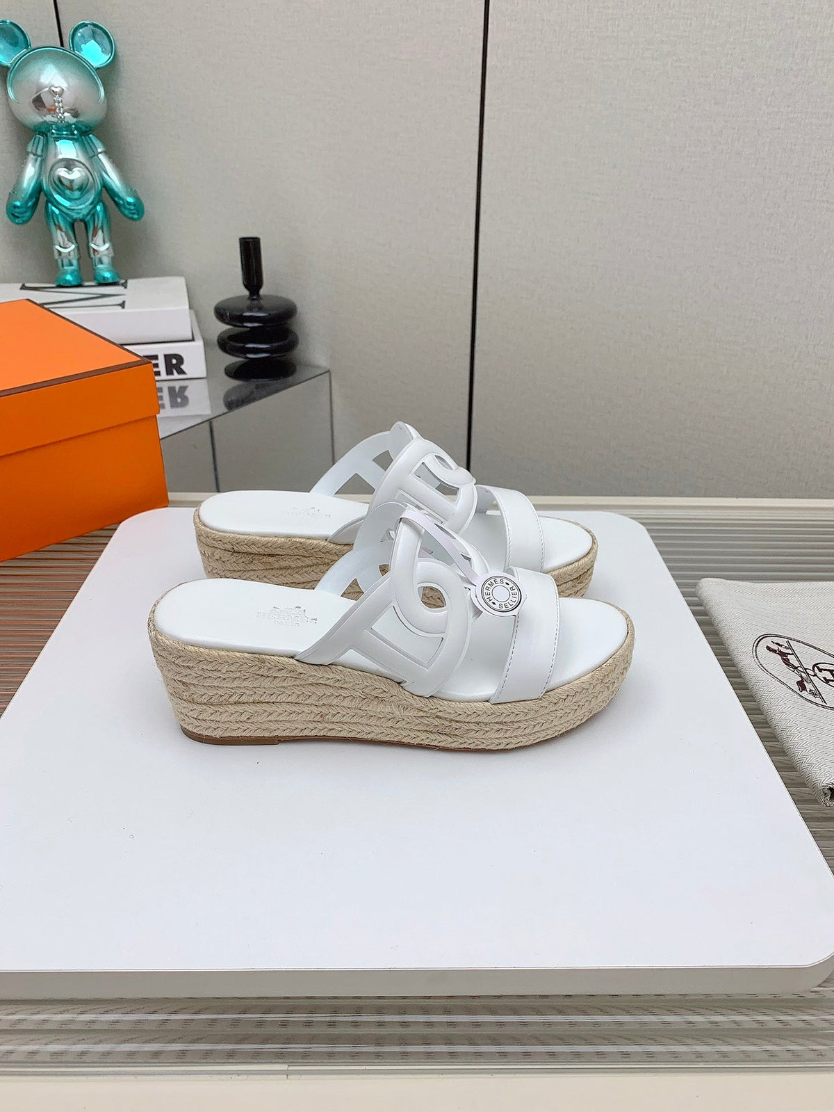ITHEA 85 MM ESPADRILLE IN WHITE CALFSKIN
