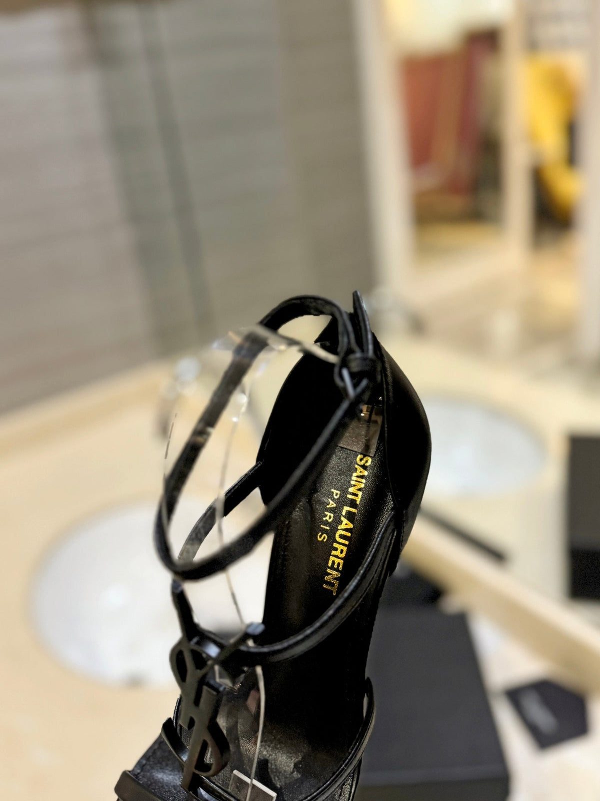 SL CASSANDRA HEELED SANDALS BLACK CALFSKIN