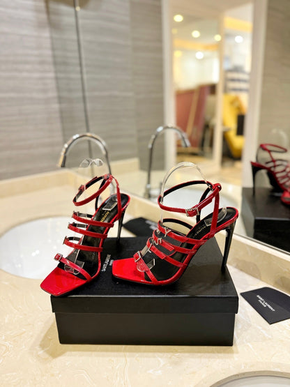SL JERRY HEELED SANDALS RED POLISHED CALFSKIN