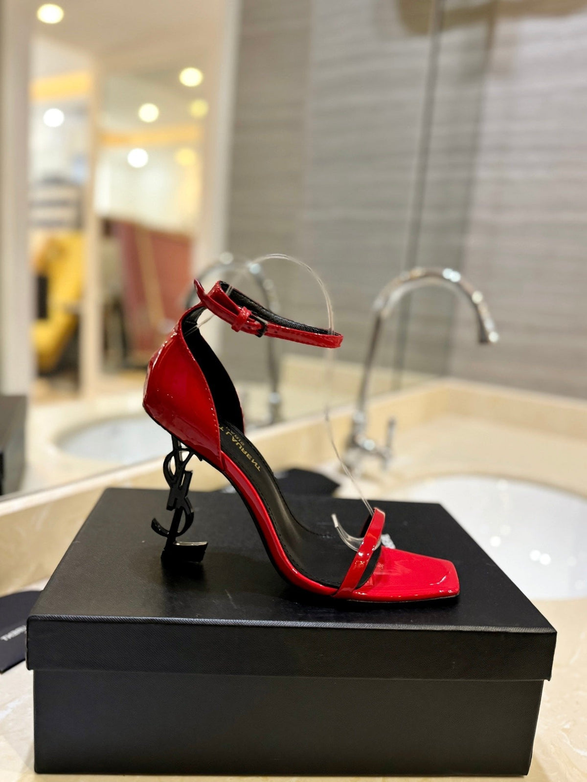SL OPYUM SANDALS 105 RED POLISHED CALFSKIN