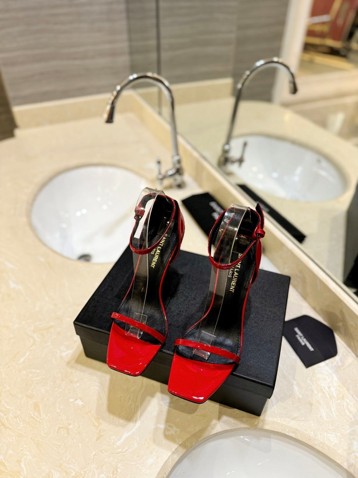 SL OPYUM SANDALS 105 RED POLISHED CALFSKIN